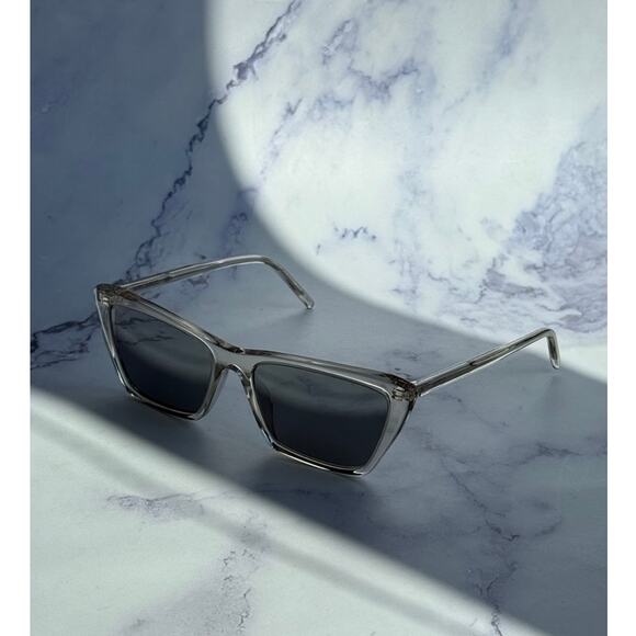 NEW Saint Laurent SL737 Thin Mica Cat Eye Clear Sunglasses - Picture 1 of 7